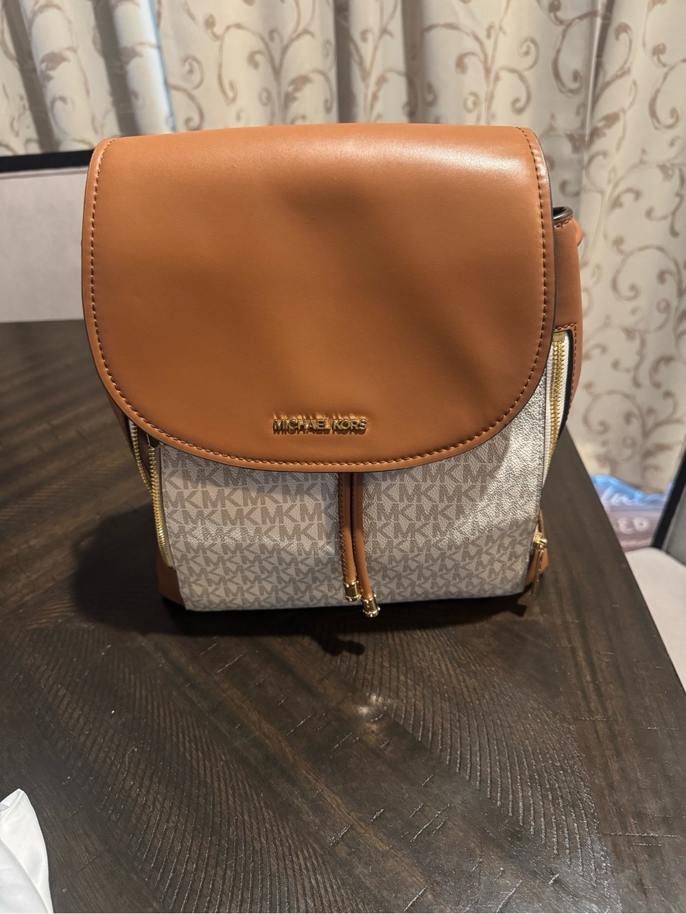 Michael Kors Tan Logo Backpack with Matching Wallet - Picture 3 of 9
